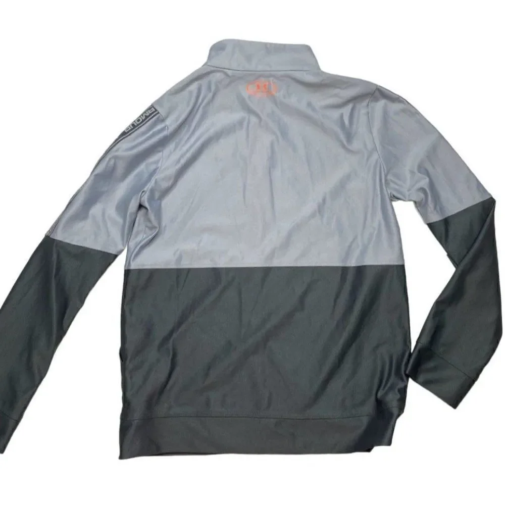 Boys Under Armour Gray Orange Full Zip Track Jacket‎ Loose HeatGear Large YLG